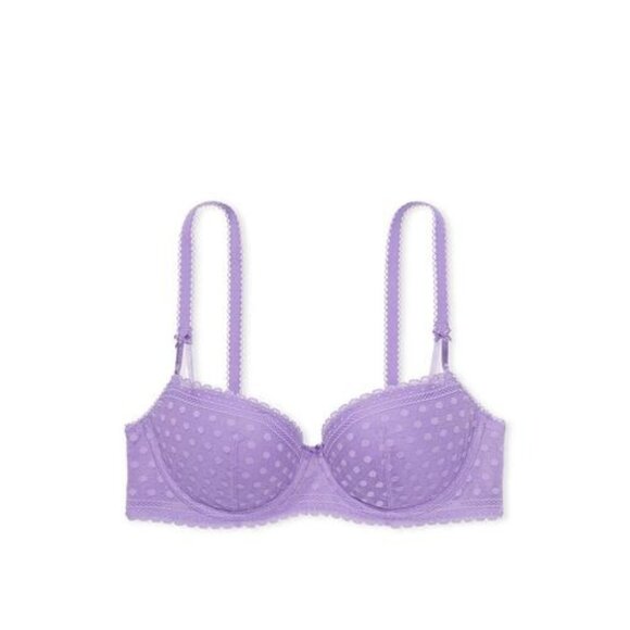 PINK Victoria's Secret Other - Victoria’s Secret PINK 36DDD Wink Balconette Bra Wisteria Dot Lace Lightly Lined